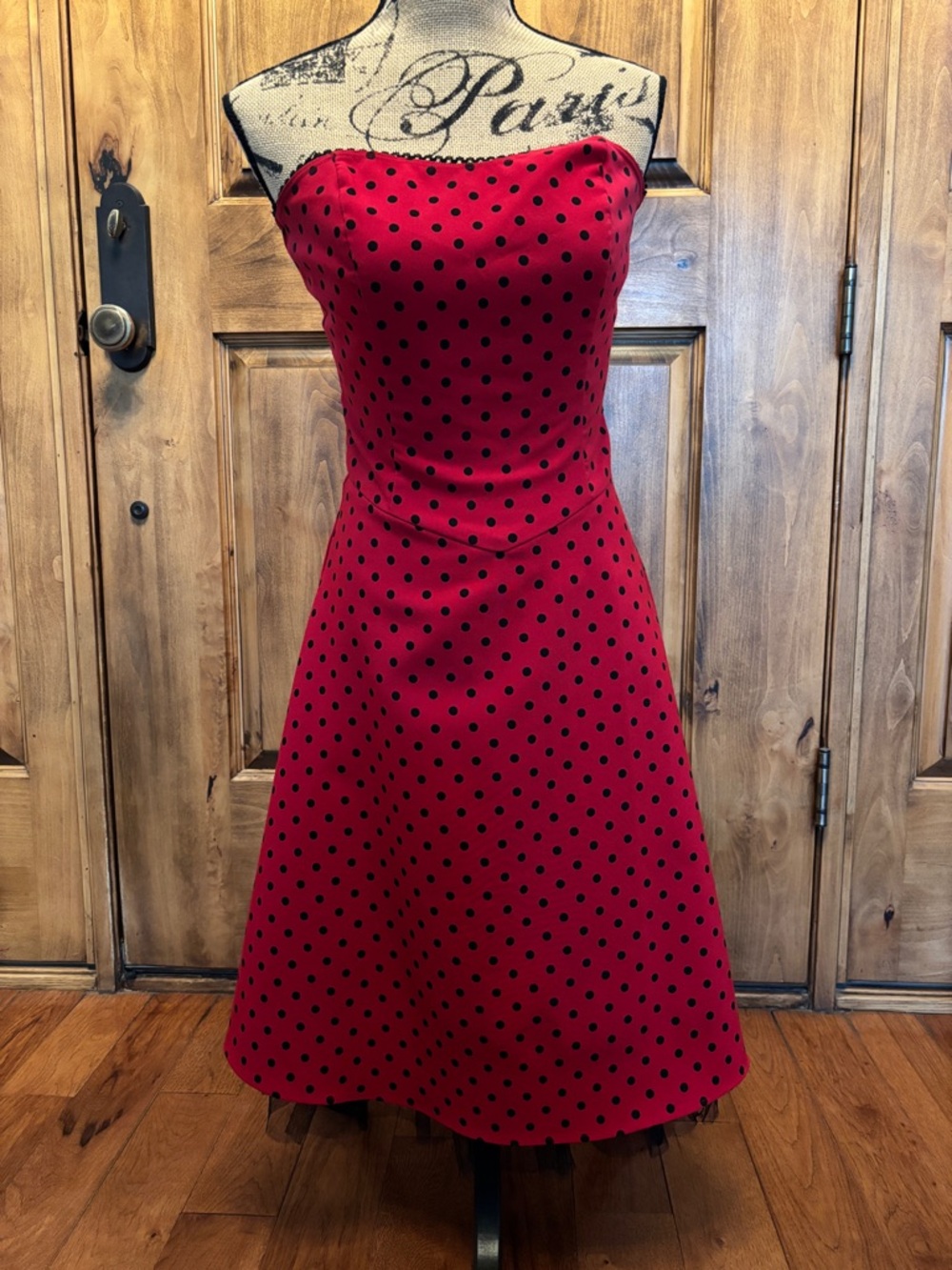 Ruby Rox Red Strapless Polka Dot A-Line Dress